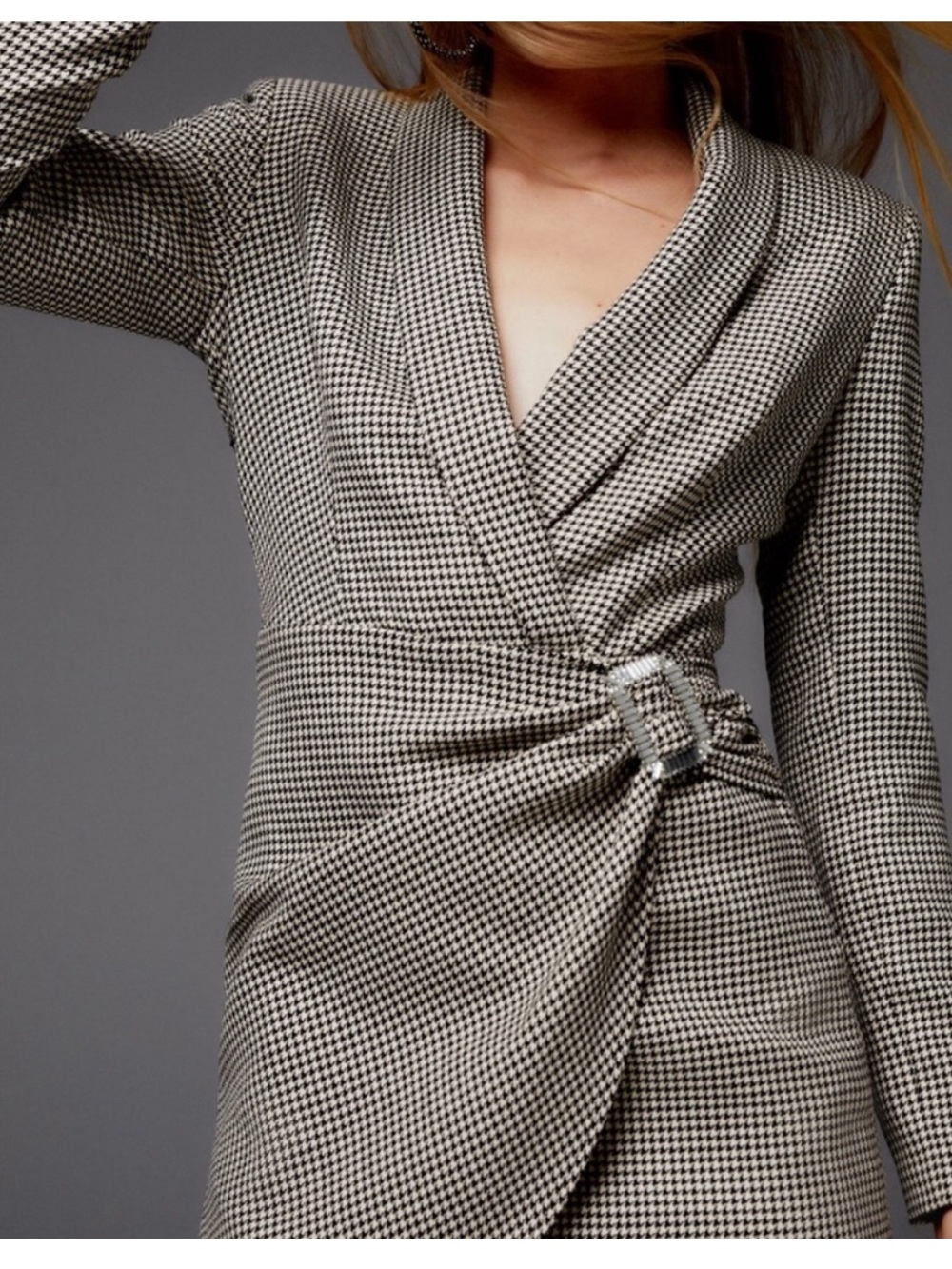 ZARA HOUNDSTOOTH MINI BLAZER DRESS - Picture 2 of 8